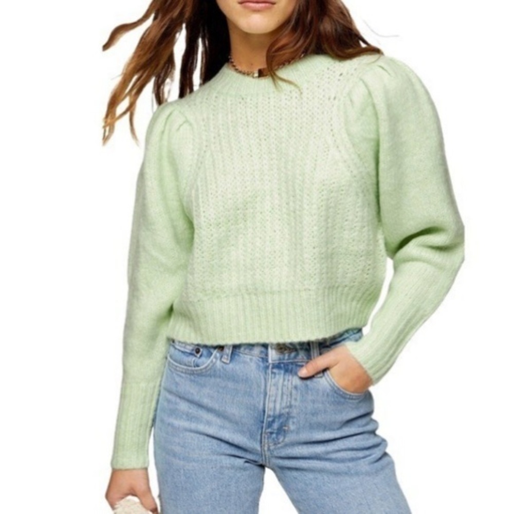 TOPSHOP Cabke Knit Balloon Sleeve Sweater